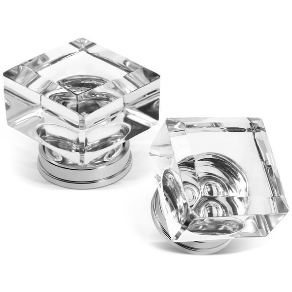 WRISTBIQUE Kitchen Cabinet Handles Knob Square Clear 2Pcs