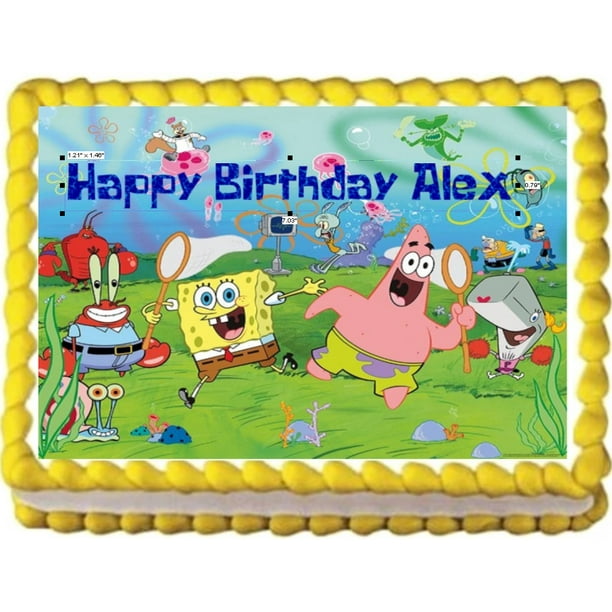 Spongebob Jellyfish Birthday Party Image Edible Cake Topper Frosting Sheet Walmart Com Walmart Com