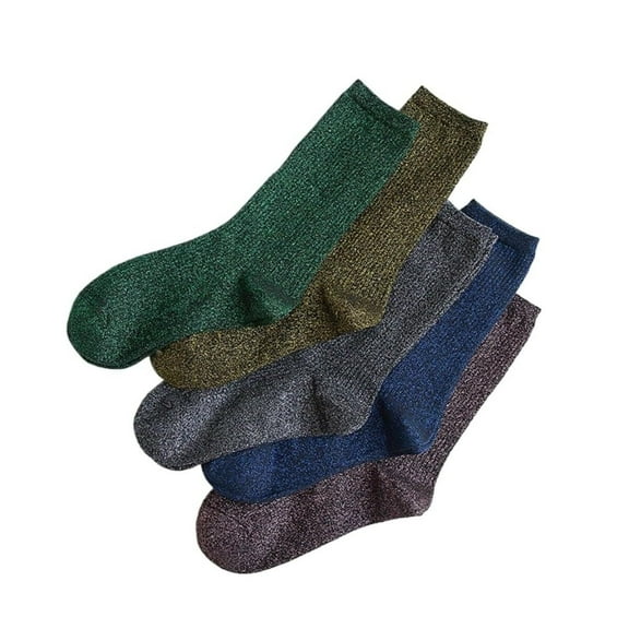 BH-JJSMGS Women's Shiny Novelty Pearl Socks Colorful Glitter Crew Socks 5-pairs (5-pairs)