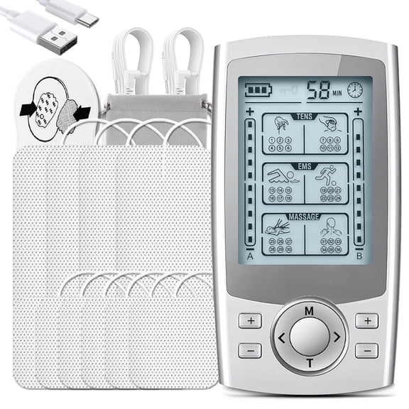 Kisportee TENS Unit Muscle Stimulator, 36 Modes EMS Dual Channel with 10 Reusable Electrode Pads for Back Neck Pain Muscle Therapy Pain Management