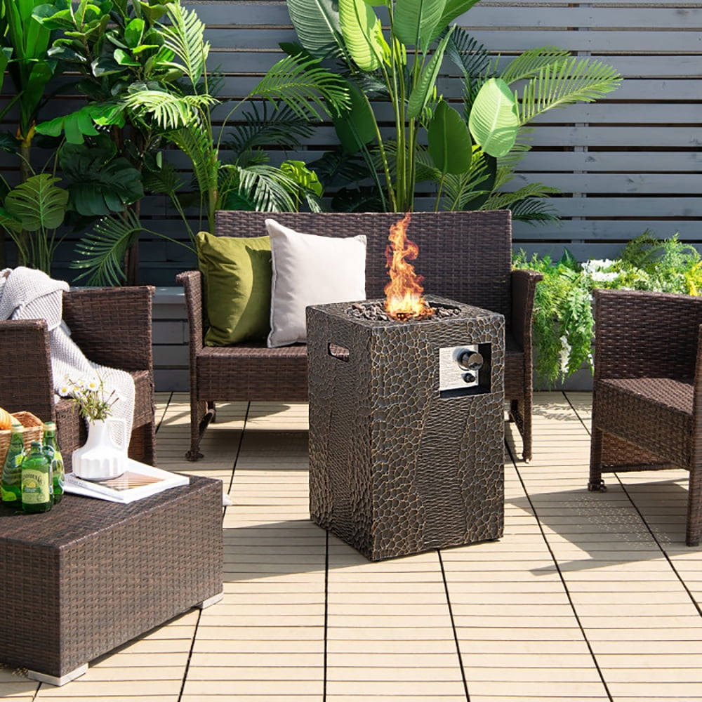Topcobe 16 Feet Square Outdoor Propane Fire Pit with Lava Rocks Waterproof Cover 30 000 BTU for Camping, Fire Pits & Outdoor Fireplaces, Backyard Furniture, Black