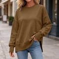 thumbnail image 6 of Womens Sweatshirts Casual Comfort Pullover Fall Winter Outfits Solid Color Crew Neck Loose Fit Sweat Shirts with Thumbhole Cuffs, 6 of 10