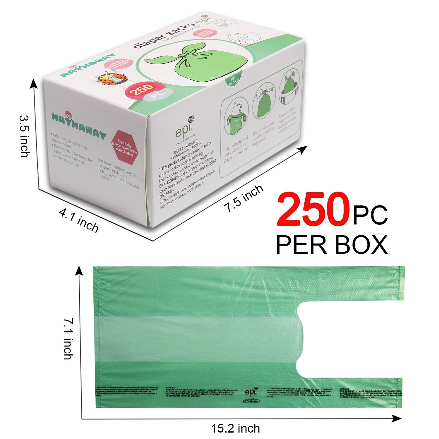 Buy Baby Disposable Diaper Bags, 100 Biodegradable Diaper Sacks with