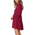 thumbnail image 7 of WNEGSTG Women's Babydoll Dresses Casual V-Neck Flutter Long Sleeve Dress Dating Party Mini Dress Red, 7 of 7