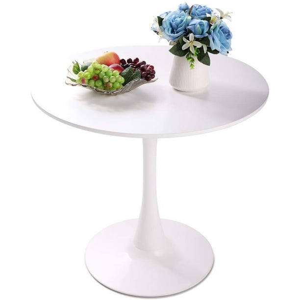 31 5 White Tulip Table Mid Century Dining With Round Mdf Top End Leisure Coffee Kitchen Small Office For 2 Or 4 Person Com 31 5 White Tulip Table Mid Century, Small Round Dining Table 60cm