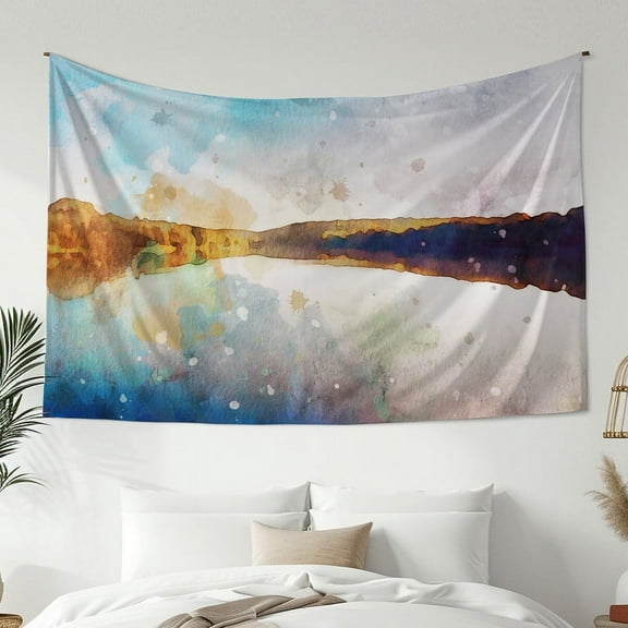 Modern Simple Style Tapestry, Watercolor Landscape Print Tapestry, Bedroom Living Room Dormitory Decoration, Home Decoration, Christmas Gift