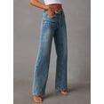 thumbnail image 4 of EMMIOL Women's High-Waisted Seamed Wide-Leg Jeans Stretchy Vintage Washed Denim Pants Casual Y2K Streetwear Trousers, 4 of 8