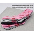 thumbnail image 4 of 6-Pairs Glory Max Women's Casual Cotton Assorted Colors Pink Ribbon Design Crew Socks Size 9-11, 4 of 5