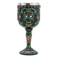 thumbnail image 4 of Day of The Dead Ossuary Wedding Black Sugar Skull Wine Goblet 7oz Chalice, 4 of 10
