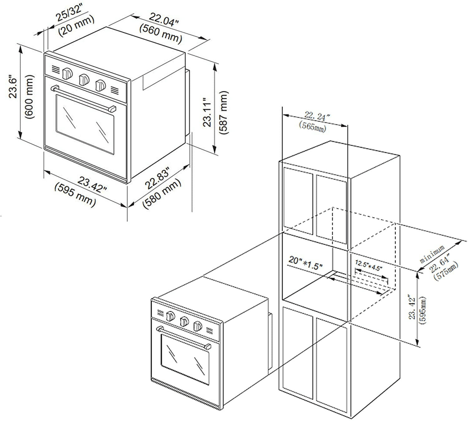 Empava 24 in. 2.3 Cu. Ft. Single Gas Wall Oven 24WO09 - Only For NG Gas