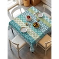 thumbnail image 6 of Geometric Bohemia Table Cloth 60x60 Inch Square, Stripes Green Blue and Turquoise Waterproof Tablecloth Washable Table Cover for Party Picnic Dinner Decor, 6 of 9
