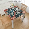 thumbnail image 2 of nygtbtfer Tablecloth, Fitted Table Cover with Elastic for Tables, Rustic Blue Red Table Cloth Outdoor Indoor Dinning Party Tablecloths, 2 of 7