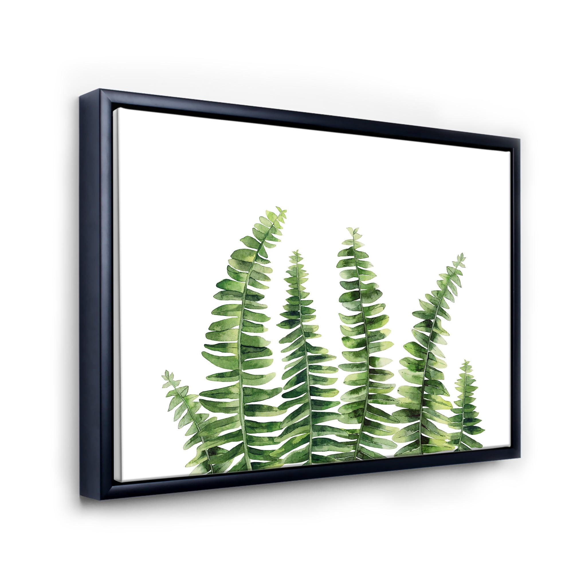 Designart 'Fern Plant Leaves Detail II' Farmhouse Framed Canvas Wall Art Print