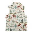 thumbnail image 5 of Uorisanigo Unisex Kids Fleece Vest Puffy Sleeveless Zip Front Western Cowboy Cactus Jacket Fall Winter Warm Outwear Full-Zip Jacket Vest Trendy Clothes Stand Collar Outwear, 5 of 7