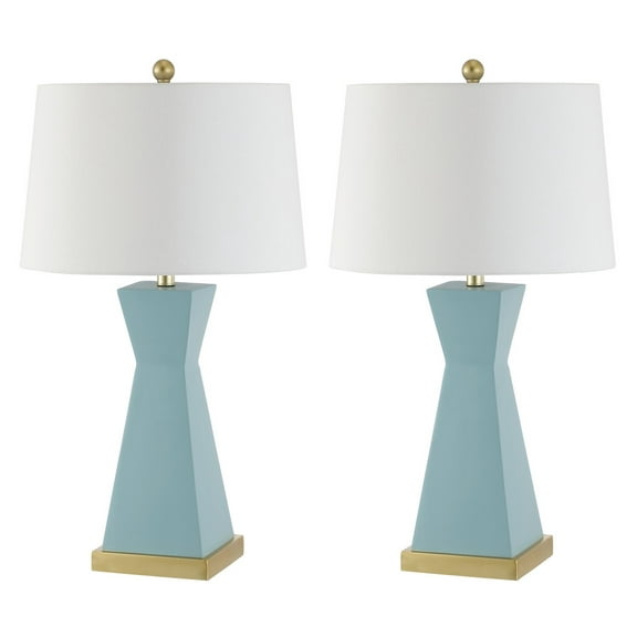 SAFAVIEH Onder 27 in. Geometric Table Lamps, Blue, Set of 2