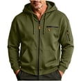 thumbnail image 2 of Men's Hooded Sweatshirt With Zipper Solid Long Sleeved Cardigan Casual Fashionable Coats, 2 of 8