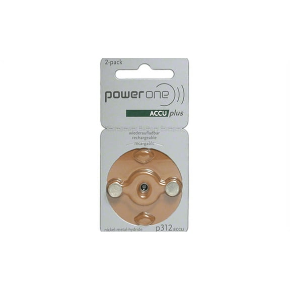 Power One Accuplus Rechargeable Hearing Aid Batteries P312