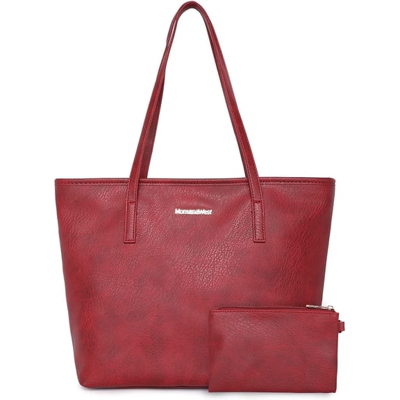 Montana West Tote Bags Vegan Leather Purses and Handbags for Women Top Handle Ladies Shoulder Bags, Red