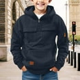 thumbnail image 2 of Boys Winter Clothes Size 6-7 Kids Boys Cotton Half Zip up Sweatshirts Cute Warm Fall Pullover Tops Clothes with Pockets Cropped Sweatshirts, 2 of 6