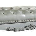 thumbnail image 3 of Benjara Ally 82" Chaise- Rolled Back- Tufted White Faux Leather with Pillow, 3 of 5