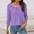 thumbnail image 4 of 3/4 Length Sleeve Womens Tops 2026 Spring Summer Trendy Tee Shirts Dressy Casual Business Work Blouses Outfits Purple S, 4 of 5