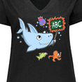 thumbnail image 4 of Inktastic Teacher Shark with School of Fish Women's Plus Size V-Neck T-Shirt, 4 of 5