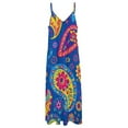 thumbnail image 4 of Vibrant Paisley Pattern Bright Colors Blue Background Design Sleeveless Dress Woman Fashion Long Dresses Women's Summer Suit Dress 2025, 4 of 7