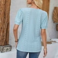 thumbnail image 6 of Plebaso Dressy Blouse for Women Summer Puff Short Sleeve Loose Tunics Button Crew Neck Casual Cute Tops, 6 of 7