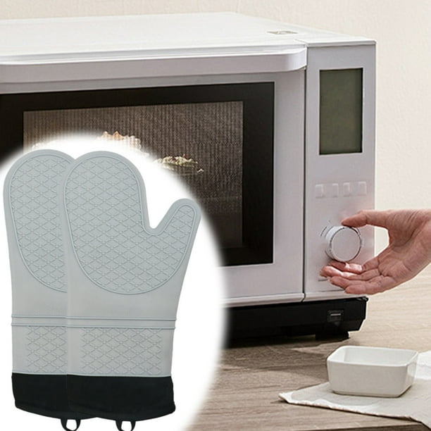 Guantes de horno con gel de sílice resistentes al calor - Guantes aislantes de cocina a 260°F, suaves y fáciles de limpiar, 13,6x7,3 pulgadas (Negro, Azul, Rojo, Gris)