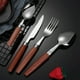 thumbnail image 1 of Aparatos de cocina, accesorios de cocina, utensilios de cocina, cubiertos de acero inoxidable, cuchillo, tenedor y cuchara con veta de madera, mango de clip, cubiertos con mango de madera de imitación, 1 of 6