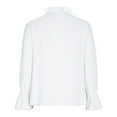 thumbnail image 6 of AXXD White Basic Sweatshirts for Women Trendy Summer 2024 Casual Shirt Long Sleeve Ruffle Sleeve Long Sleeve Bandage Solid Blouse Tops, 6 of 7