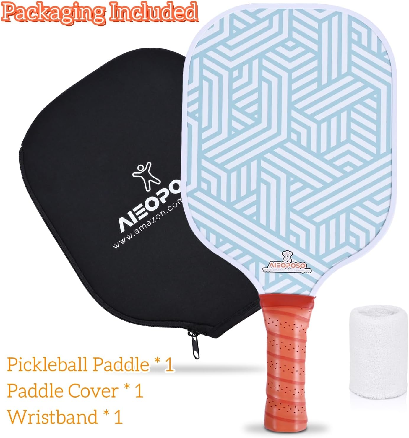 Aieoposo Pickleball Paddles, Pickleball Gift, Fiberglass Pickleball Rackets, Wristbands and Pickleball Cover - Indoor & Outdoor Pickleball Set for Beginners & Intermediate Players