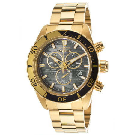 20187 Men's Pro Diver Chrono 18K Gold Plated Ss Charcoal Dial (The Best Gold Watches)