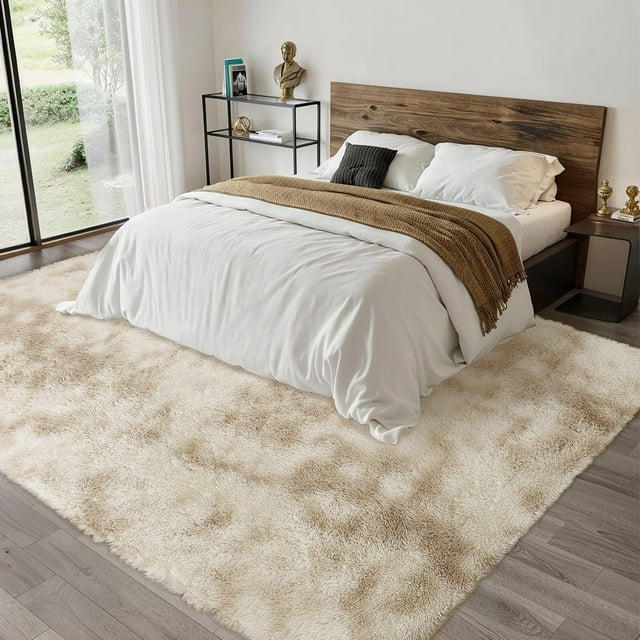 Hasoo 6' x 9' Fluffy Shaggy Soft Area Rug for Living Room Dorm Home Decor Aesthetic, Dark Blue