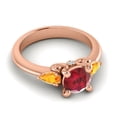 thumbnail image 3 of Diamond-Capitals 2.50 Carat Round Shape Red Ruby & Citrine Gemstone Luxurious Three Stone Wedding Ring for Ladies Solid 18K Rose Gold Size 9.5, 3 of 8