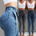 thumbnail image 3 of Aellinatey Women Fringe Tassels High Waist Stretch Skinny Jeans Slim Bodycon Pencil Pants Lace-Up Bandage Belt Push Up Denim Long Trousers, 3 of 11
