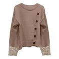 thumbnail image 4 of Fgnfyis Womens Sweaters Asymmetrical Button Pullover Ribbed Knit Soft Comfortable Casual for Fall Winter Fashion Brown, 4 of 4