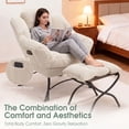 thumbnail image 5 of OMNIBERG Lazy Chair with Folding Ottoman, Oversized Comfy Lounge Chair with Armrests and Side Pocket for Reading, Relaxing, and Napping, Perfect for Living Room, Bedroom or Office, White, 5 of 9