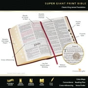 KJV Holy Bible, Super Giant Print Faux Leather Red Letter Edition - Ribbon Marker, King James Version, Pink/Gray (Hardcover)