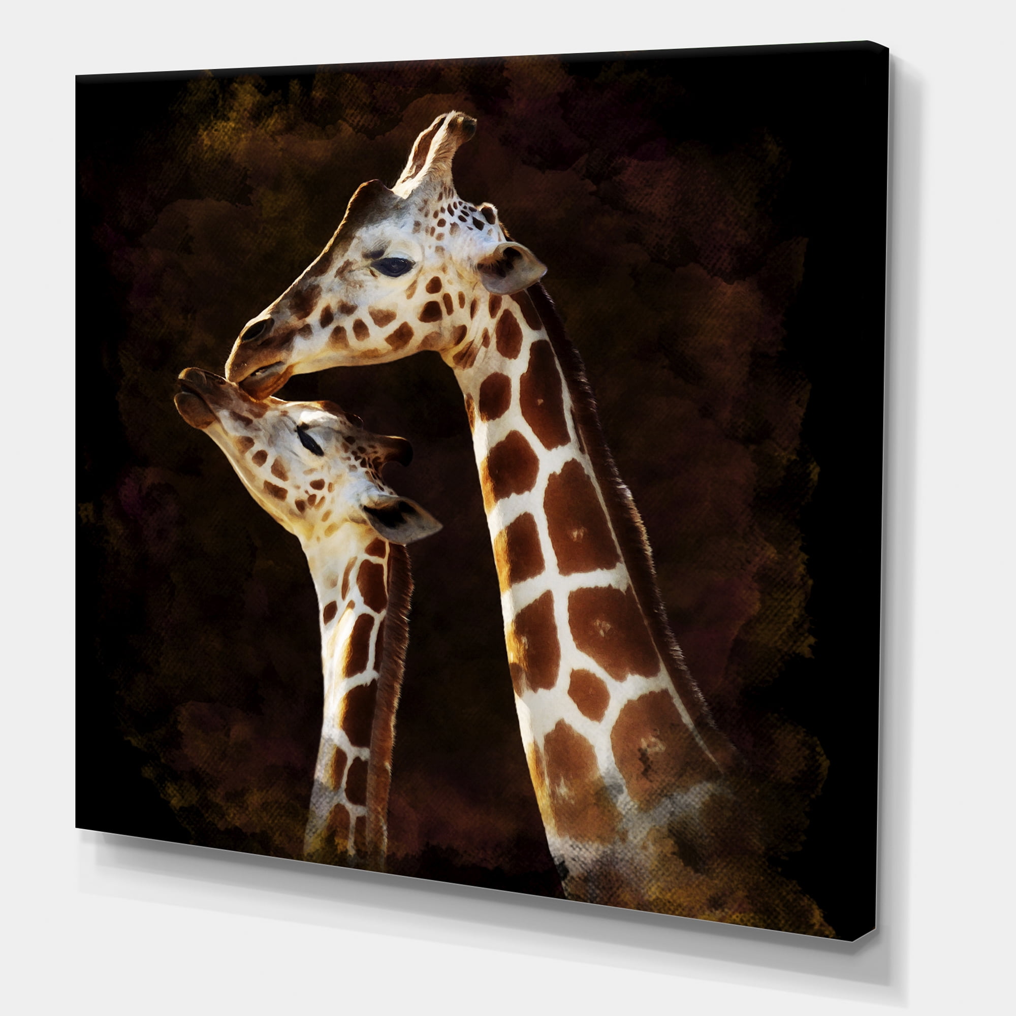 Designart ' Close UP Of Two Giraffes Kissing I ' Farmhouse Canvas Wall Art Print