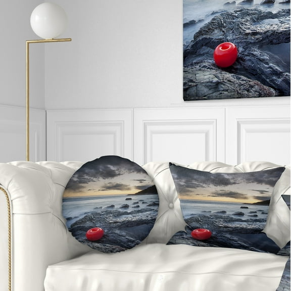 Designart Dark Sunset at Livorno - Landscape Photo Throw Pillow - 12x20