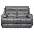 thumbnail image 3 of Pemberly Row Modern Leather Double Reclining Love Seat in Dark Gray, 3 of 6