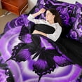 thumbnail image 4 of Castle Fairy Purple Butterfly Girl Twin Bedding Sets,Floral Rose Bedding Comforter Set, 4 of 8