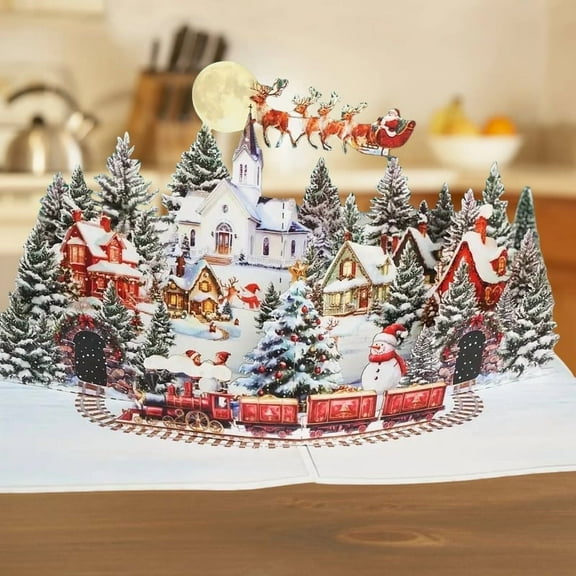 3D Up Christmas Card Pop out Christmas Tree Cards with Christmas Tree and Santa for Women Men Kids Husband Wife Mom Dad Daughter