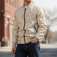 thumbnail image 2 of Fgnfyis Jackets for Men Fashion Flight Jacket Casual Baseball Coat Autumn Stylish Outerwear for Young Adults Stand Collar Mens Winter Coat White XXXXL, 2 of 7