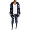 thumbnail image 6 of What's Next Women's and Women's Plus Striped Flyaway Cardigan Sweater, Midweight, Sizes XS-4X, 6 of 7
