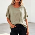 thumbnail image 5 of GUACER Women's Button-Down Tops Short Sleeve Casual Blouse Cotton Linen Trendy Loose Fit Shirts, 5 of 9