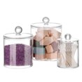 thumbnail image 4 of Coofit Bathroom Storage Jar Round: 3PCS Clear Toothpick Dispenser Makeup Cotton Holder, 4 of 8