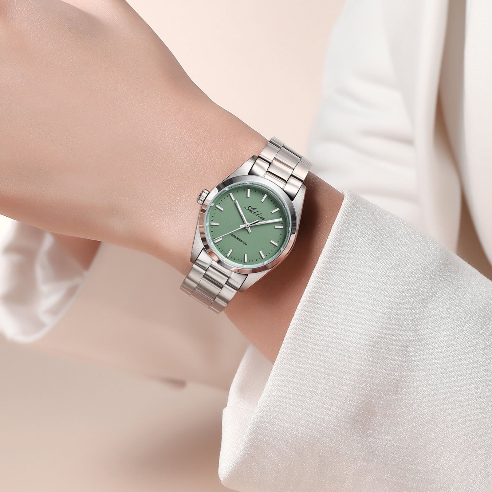 ADDIES Womens Watch 31mm Stainless Steel Sapphire Crystal Japanese Quartz BGW9 Lume 50M Waterproof Analog Dress Watch Ladies Gift Birthday