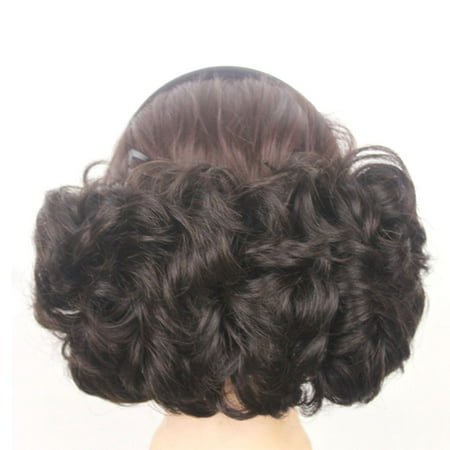 Clearance Women Deep Brown Wigs Curly Faux Hair Ponytail Wigs Synthetic Hair Make Up Curly Hairpiece Wigs for (Best Way To Make Hair Curly)